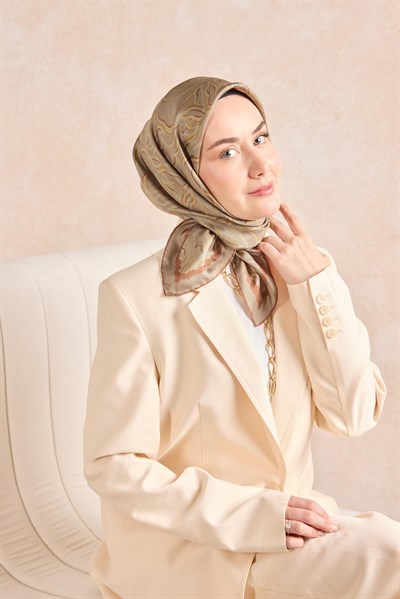 Twill İpek Eşarp Line Yeşil Vizon