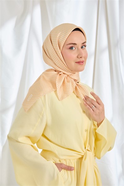 Twill İpek Eşarp Micro Kare Sarı