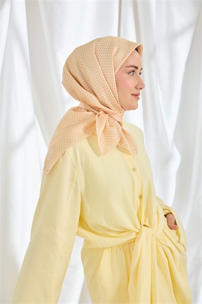 Twill İpek Eşarp Micro Kare Sarı