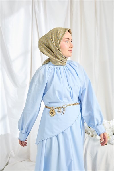 Twill İpek Eşarp Mini Bouquet Yağ Yeşili