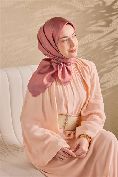 Twill İpek Eşarp Minimal Desen Eflatun 90x90