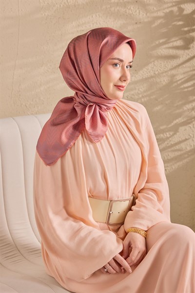 Twill İpek Eşarp Minimal Desen Eflatun 90x90