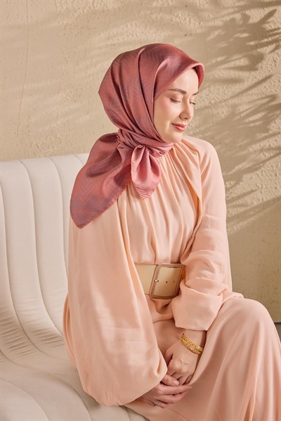 Twill İpek Eşarp Minimal Desen Eflatun 90x90