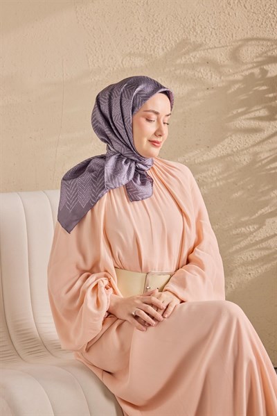 Twill İpek Eşarp Minimal Desen Füme 90x90