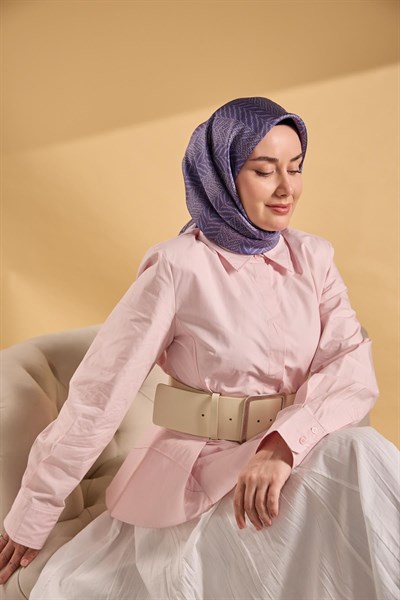 Twill İpek Eşarp Minimal Desen Mor 90x90
