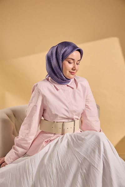Twill İpek Eşarp Minimal Desen Mor 90x90