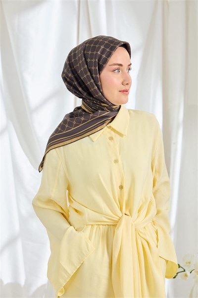 Twill İpek Eşarp Monogram Acı Kahve