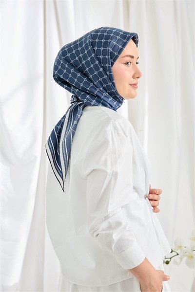 Twill İpek Eşarp Monogram Açık Gri