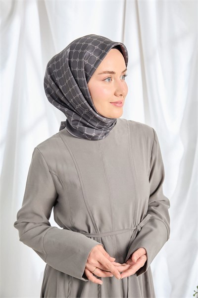 Twill İpek Eşarp Monogram Füme