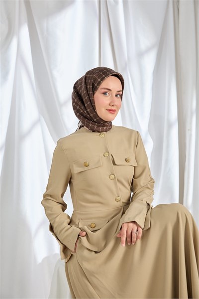 Twill İpek Eşarp Monogram Kahverengi
