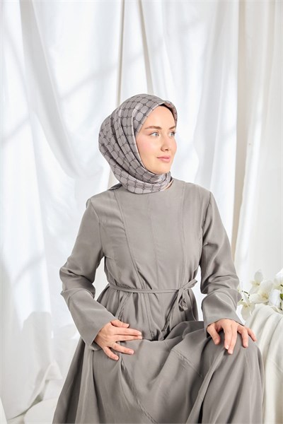 Twill İpek Eşarp Monogram Koyu Gri