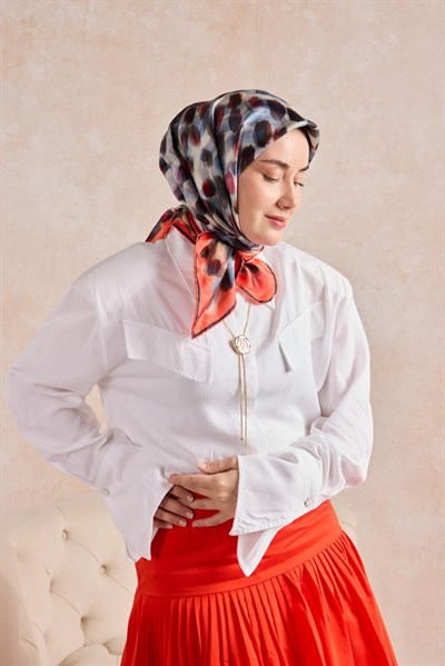 Twill İpek Eşarp Noiré Narçiçeği 90x90