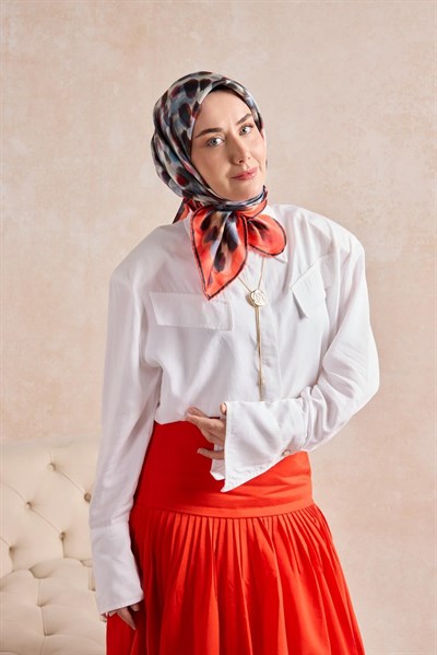 Twill İpek Eşarp Noiré Narçiçeği 90x90