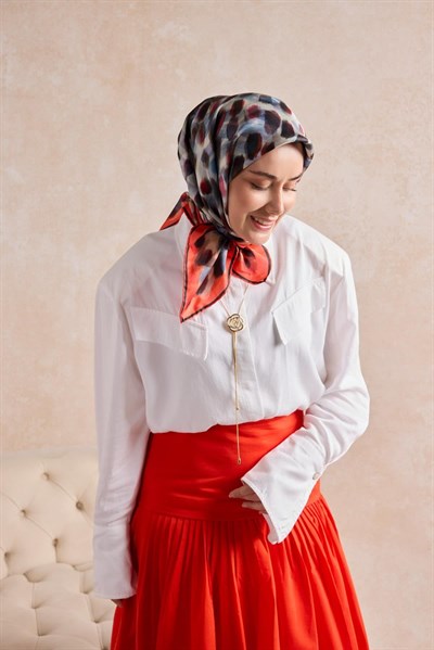 Twill İpek Eşarp Noiré Narçiçeği 90x90