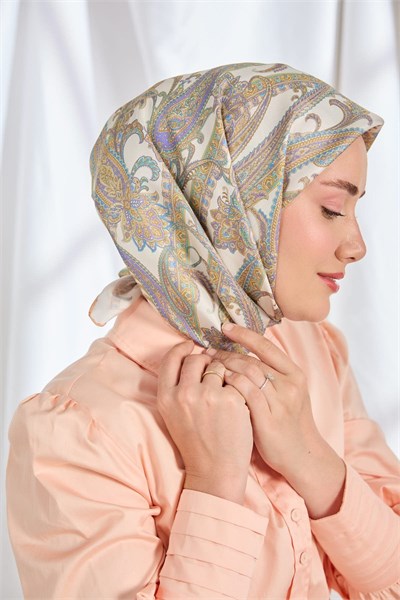 Twill İpek Eşarp Ottoman Paisley Ekru