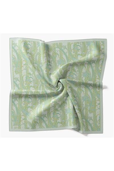 Twill İpek Eşarp Ottoman Paisley Mint Yeşili