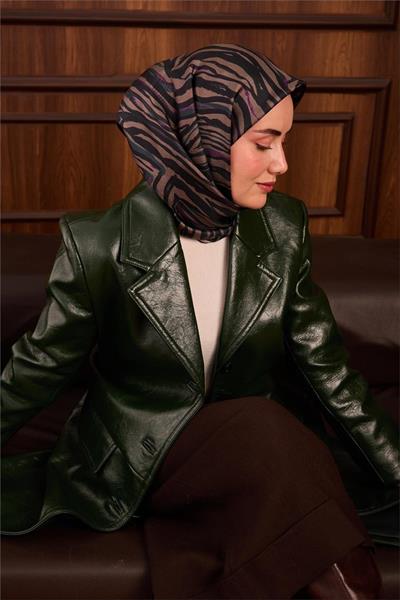 Twill İpek Eşarp Petrol Yeşili Geometrik Desen 90x90