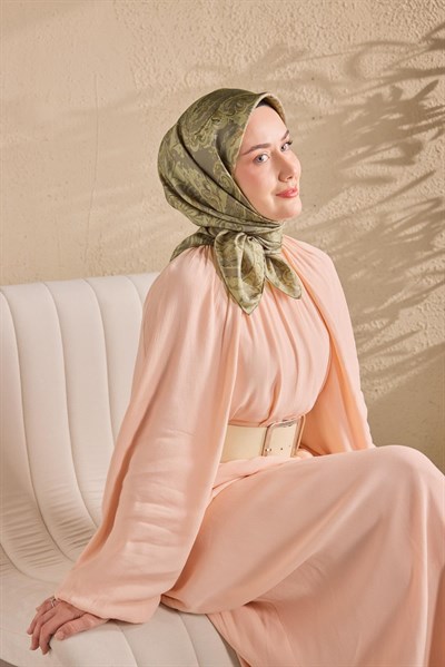 Twill İpek Eşarp Royale Şal Desen Gri 90x90