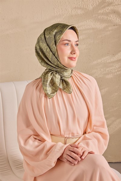 Twill İpek Eşarp Royale Şal Desen Gri 90x90