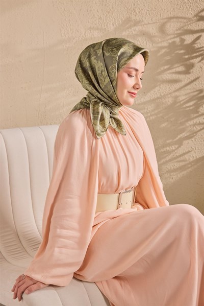 Twill İpek Eşarp Royale Şal Desen Gri 90x90