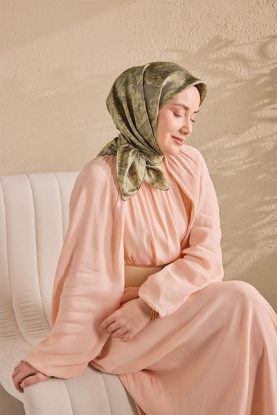 Twill İpek Eşarp Royale Şal Desen Gri 90x90