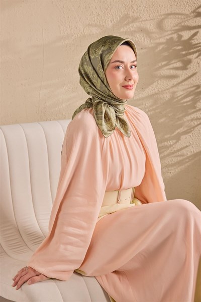 Twill İpek Eşarp Royale Şal Desen Gri 90x90