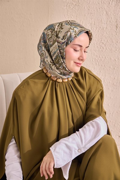 Twill İpek Eşarp Royale Şal Desen İndigo 90x90
