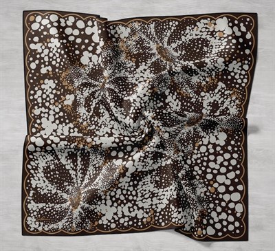 Twill İpek Eşarp Samanyolu Acı Kahve 90x90