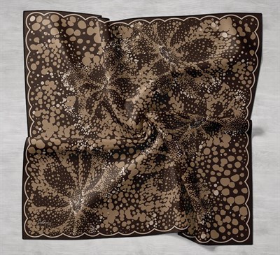 Twill İpek Eşarp Samanyolu Acı Kahve Turuncu 90x90