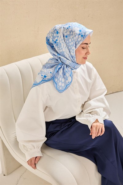 Twill İpek Eşarp Samanyolu Bebe Mavi 90x90