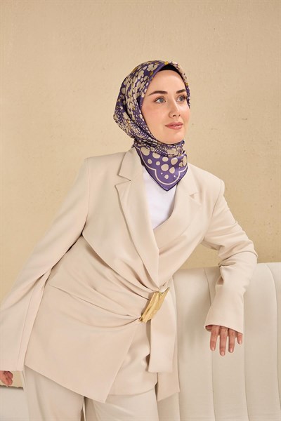 Twill İpek Eşarp Samanyolu Mor 90x90