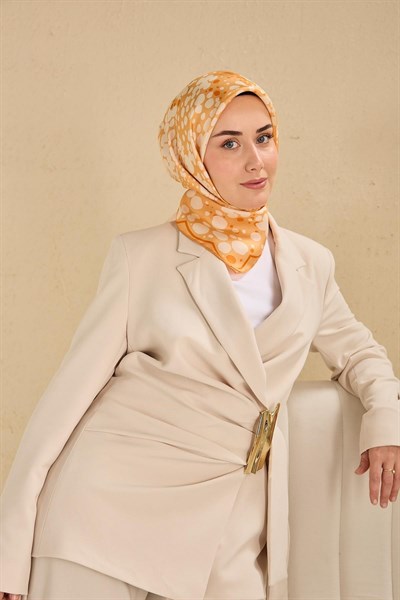 Twill İpek Eşarp Samanyolu Pastel Turuncu 90x90