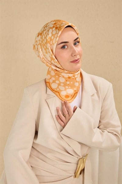 Twill İpek Eşarp Samanyolu Pastel Turuncu 90x90