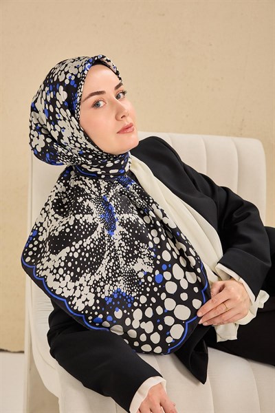 Twill İpek Eşarp Samanyolu Siyah 90x90