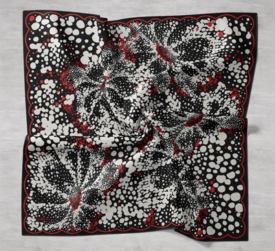 Twill İpek Eşarp Samanyolu Siyah Mercan 90x90