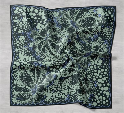 Twill İpek Eşarp Samanyolu Siyah Yeşil 90x90