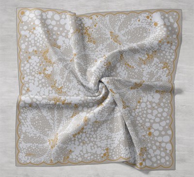 Twill İpek Eşarp Samanyolu Yeşil Bej 90x90