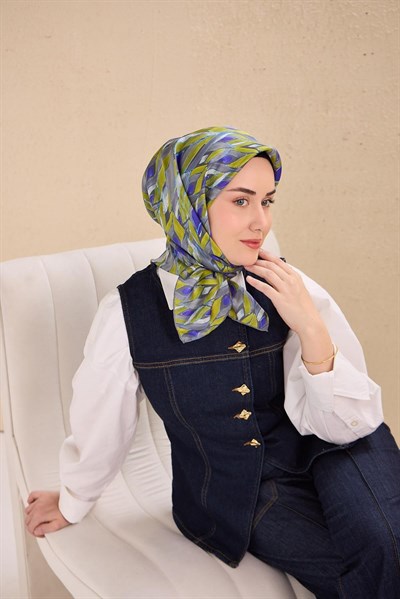 Twill İpek Eşarp Serenit Asit Yeşili 90x90