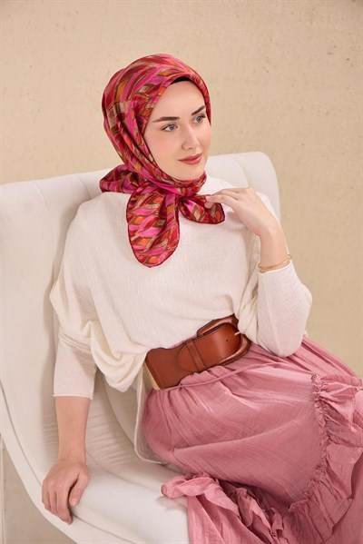 Twill İpek Eşarp Serenit Fuşya 90x90