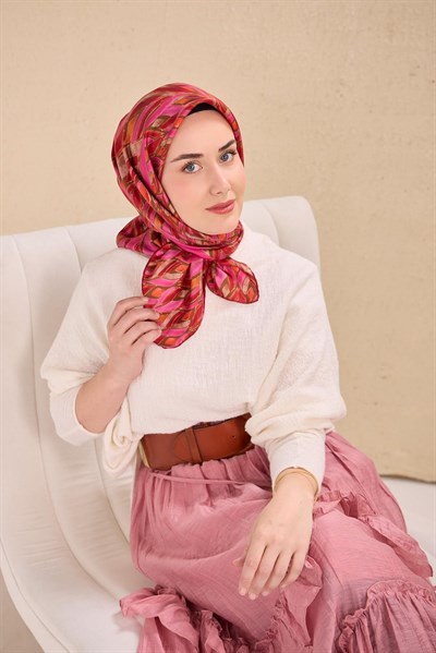 Twill İpek Eşarp Serenit Fuşya 90x90