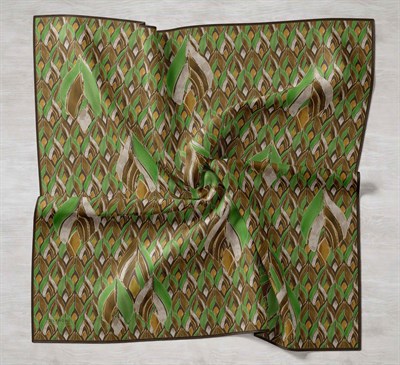 Twill İpek Eşarp Serenit Kahve Yeşil 90x90