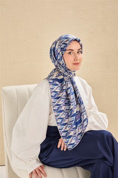 Twill İpek Eşarp Serenit Krem Mavi 90x90