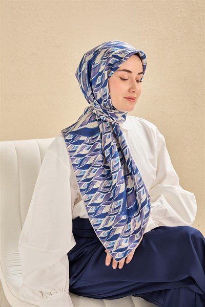 Twill İpek Eşarp Serenit Krem Mavi 90x90