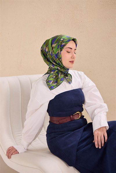 Twill İpek Eşarp Serenit Mor Yeşil 90x90