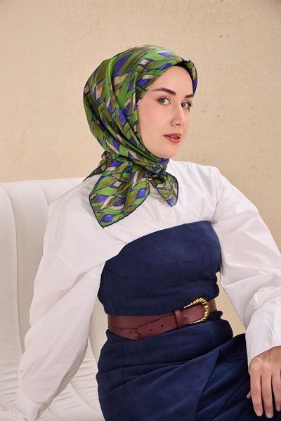 Twill İpek Eşarp Serenit Mor Yeşil 90x90