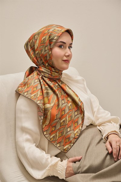 Twill İpek Eşarp Serenit Turuncu 90x90