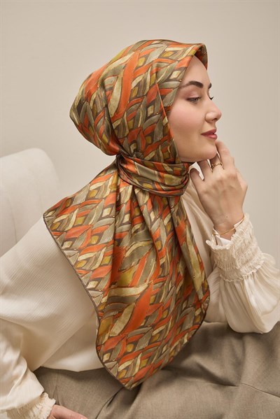 Twill İpek Eşarp Serenit Turuncu 90x90