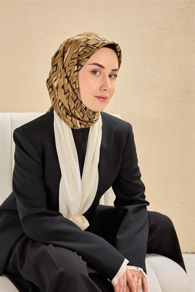 Twill İpek Eşarp Serenit Yeşil Bej 90x90