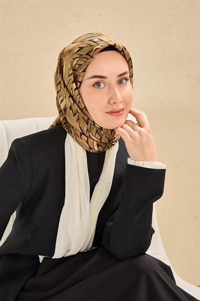 Twill İpek Eşarp Serenit Yeşil Bej 90x90