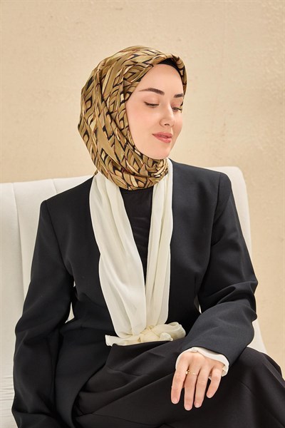 Twill İpek Eşarp Serenit Yeşil Bej 90x90
